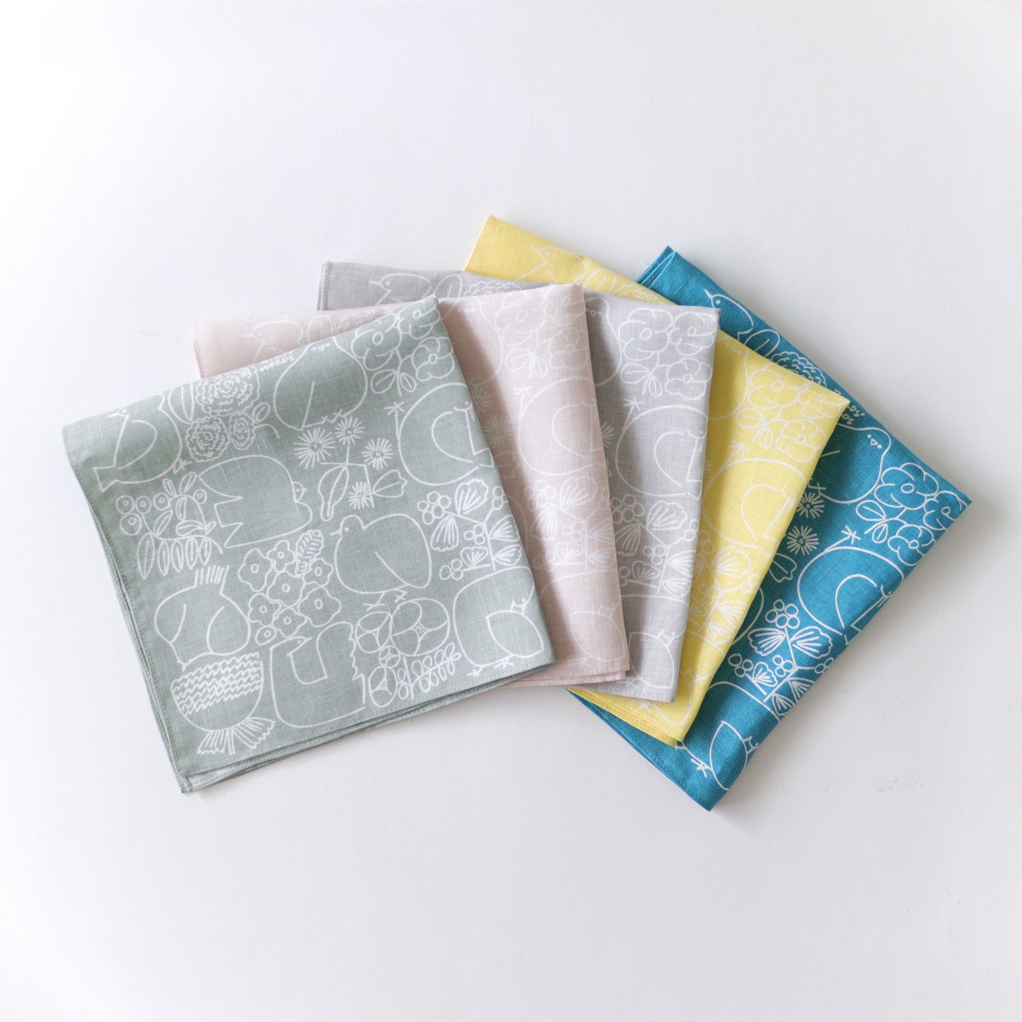 LINEN HANDKERCHIEF / BIRDS & FLOWERS