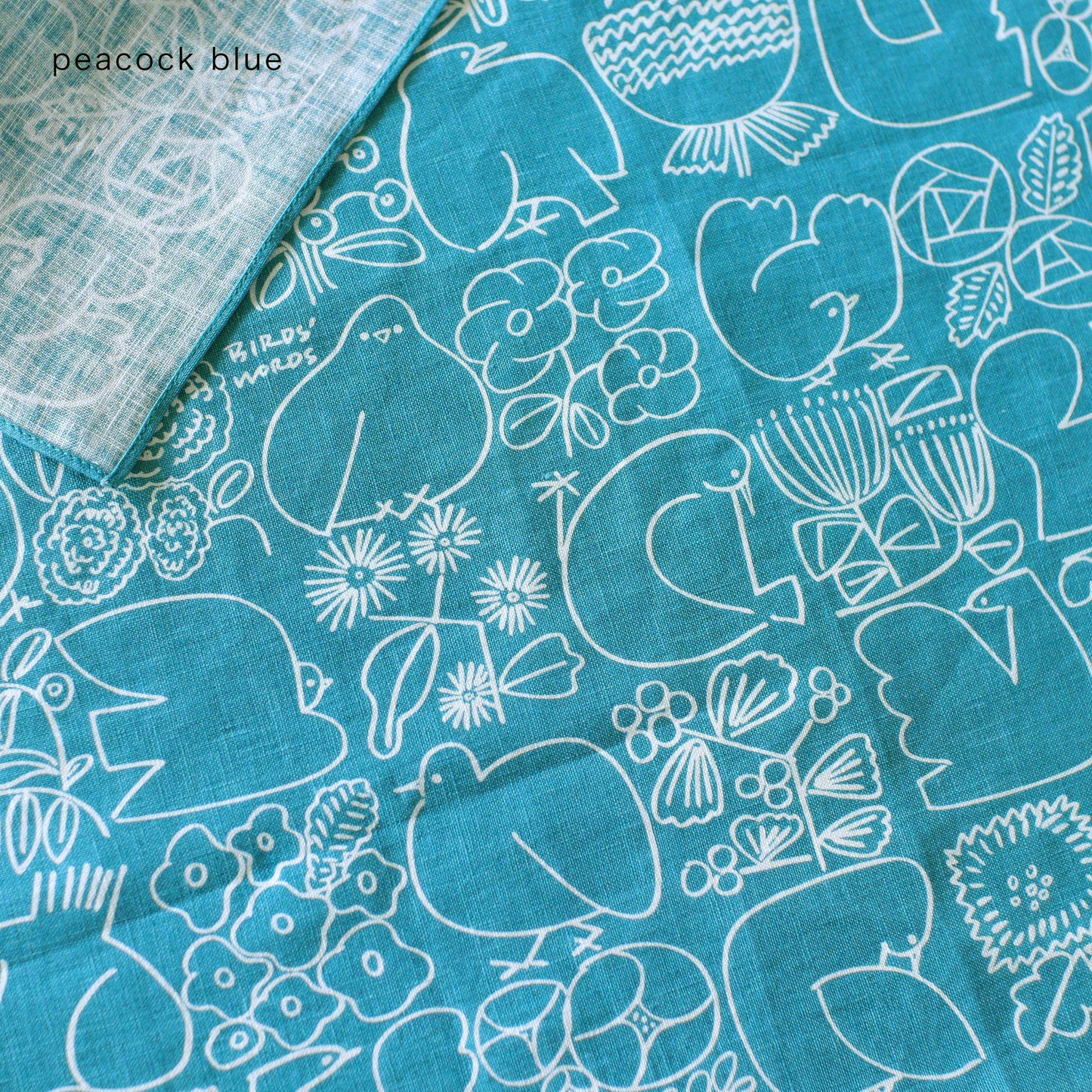 LINEN HANDKERCHIEF / BIRDS & FLOWERS