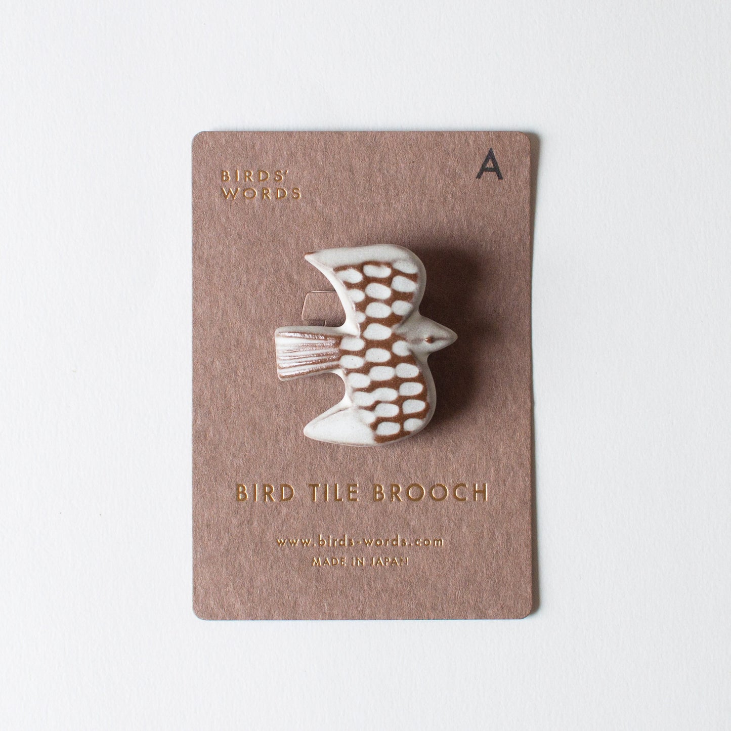 BIRD TILE BROOCH <WH/BR>