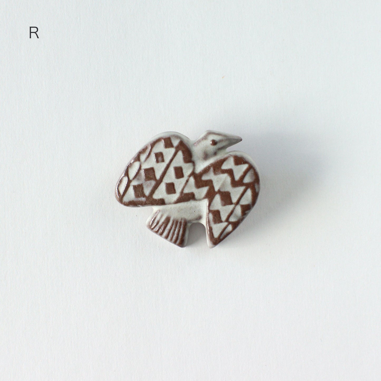 BIRD TILE BROOCH <WH/BR>