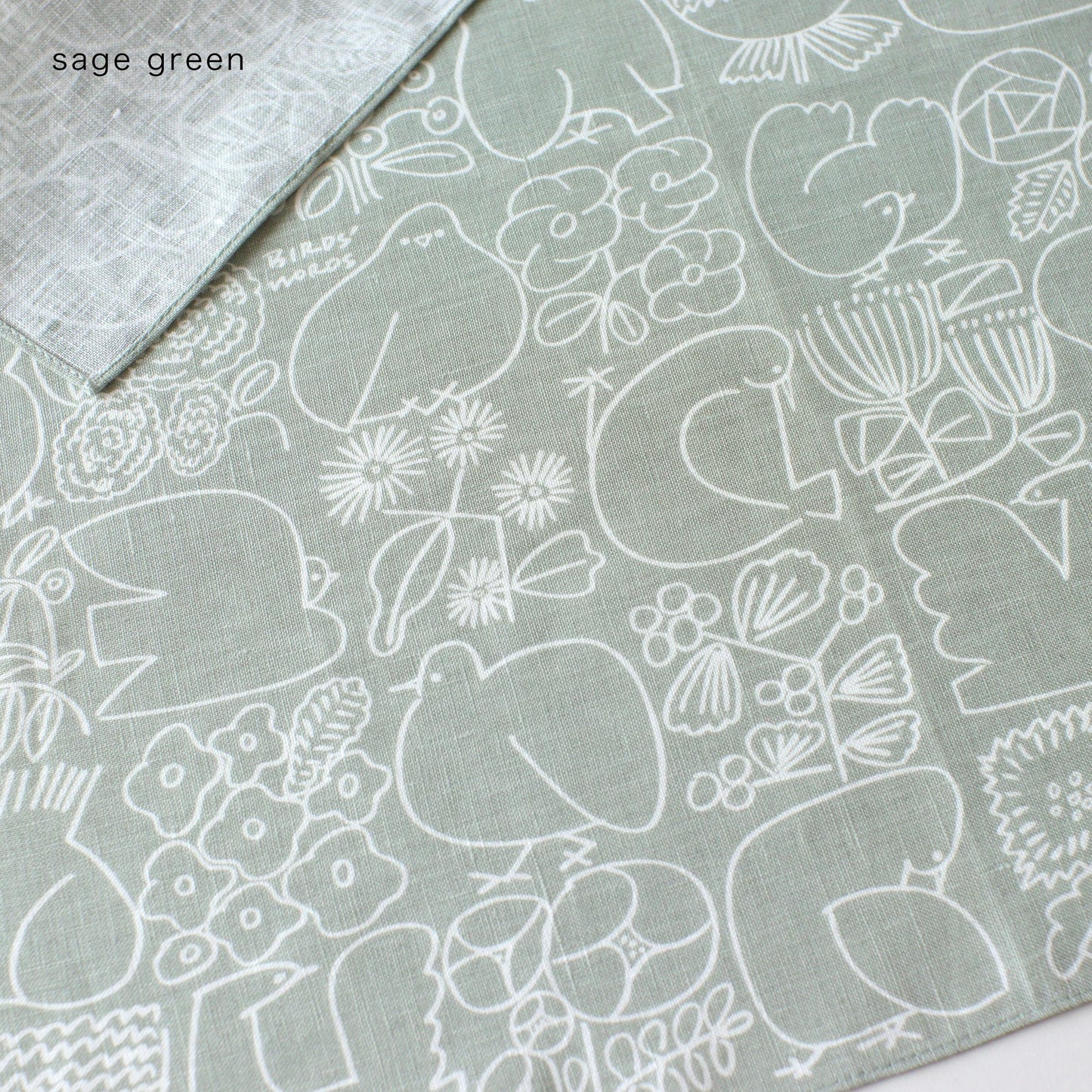 LINEN HANDKERCHIEF / BIRDS & FLOWERS