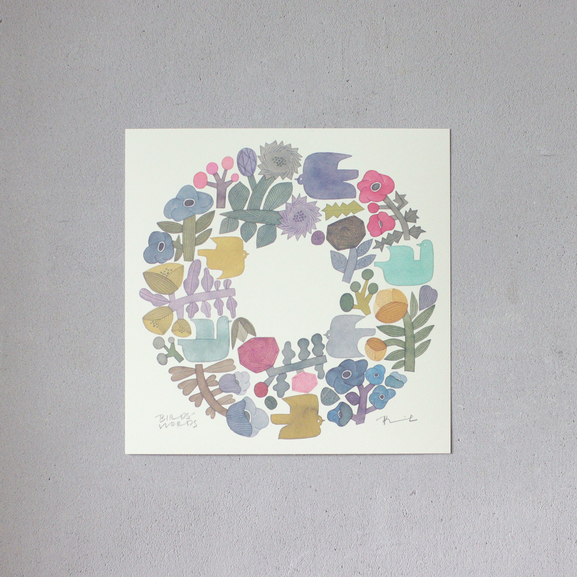 ポスター 20cm / SHABBY WREATH – BIRDS' WORDS