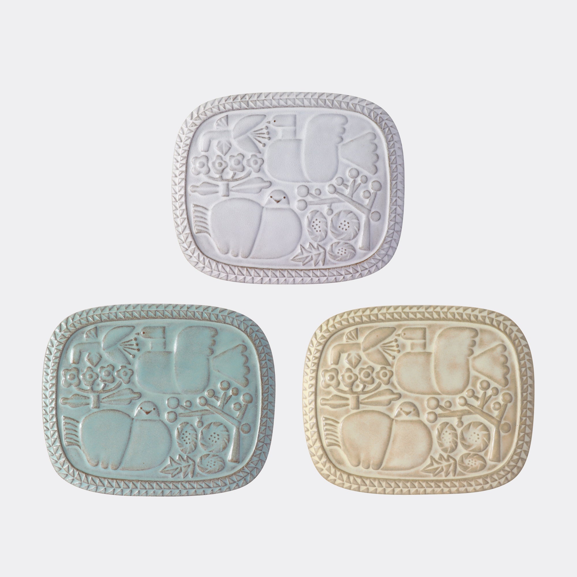 CERAMIC RELIEF PLATE / SQUARE – BIRDS' WORDS