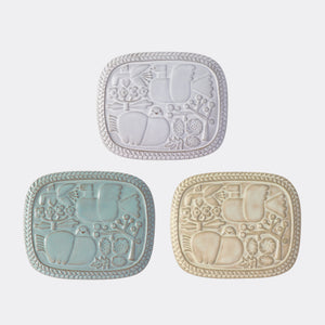 CERAMIC RELIEF PLATE / SQUARE – BIRDS' WORDS