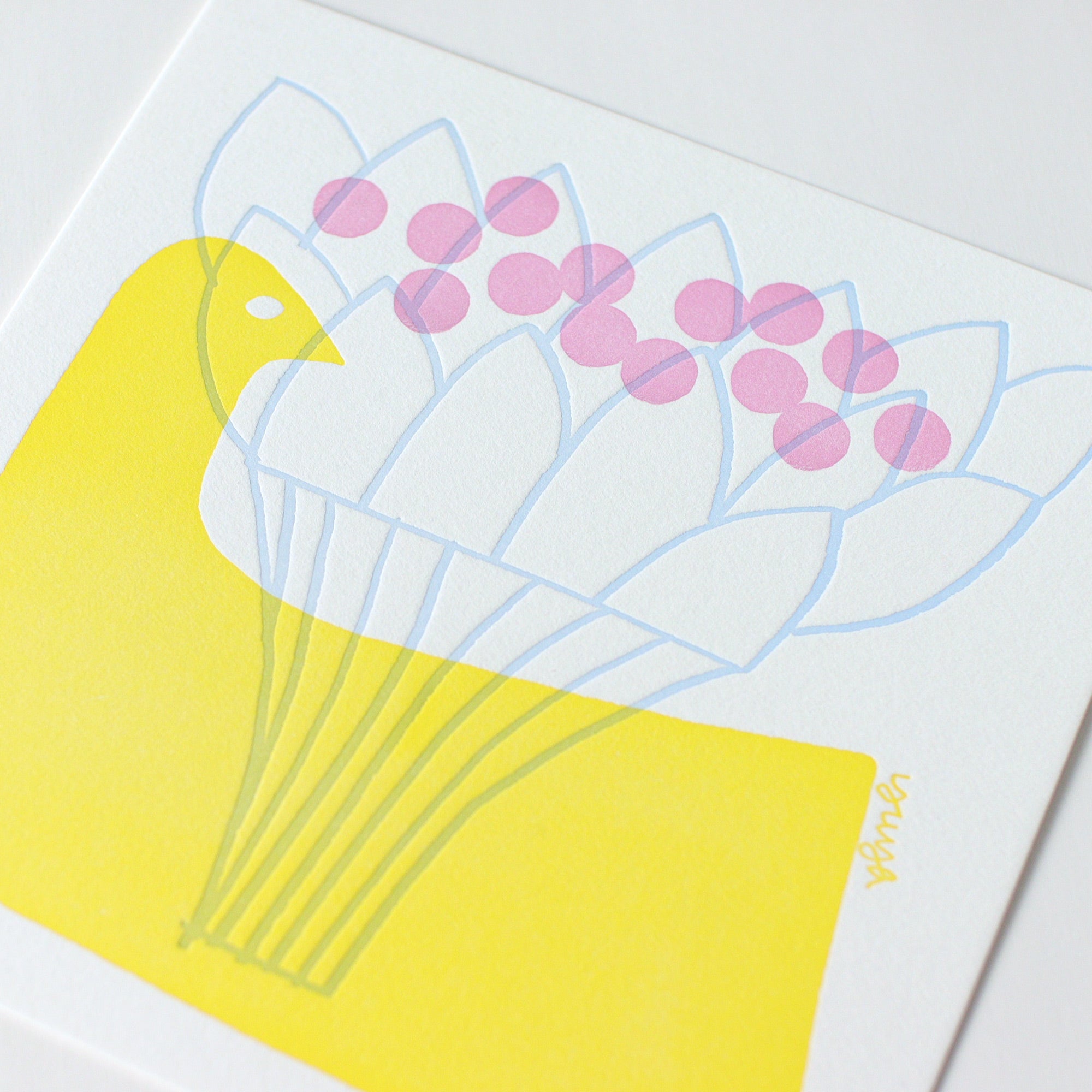 LETTER PRESS POSTER [YUYA] Y-bird & flower – BIRDS' WORDS