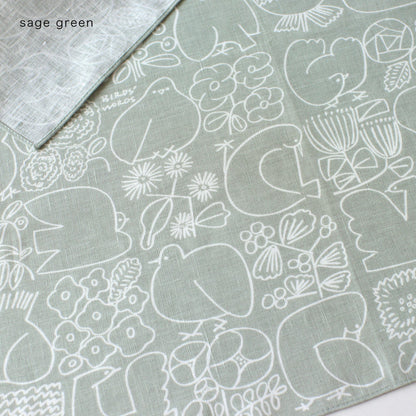 LINEN HANDKERCHIEF / BIRDS & FLOWERS